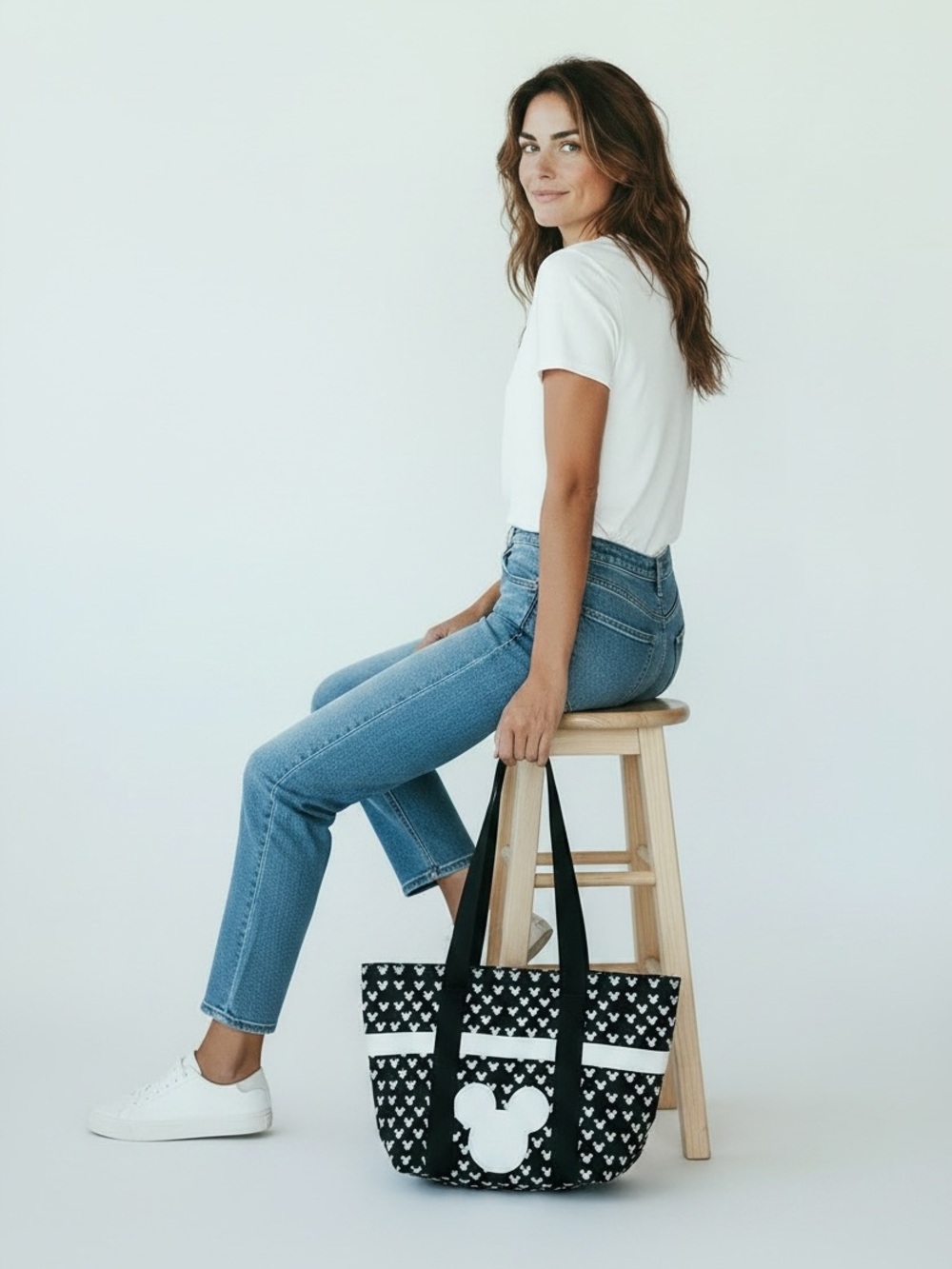 Disney Black & White Mickey Pattern Shoulder Bag